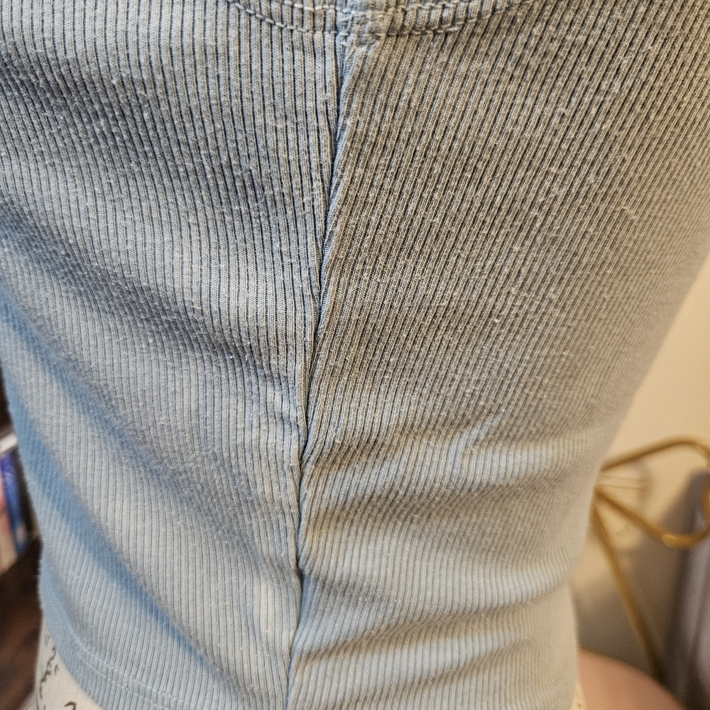 Light Blue Ribbed Women's Top - Picture 6 of 8